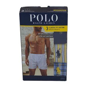 Polo Ralph Lauren 3 Pack Classic Fit Cotton Woven Boxers Soft Breathable Small
